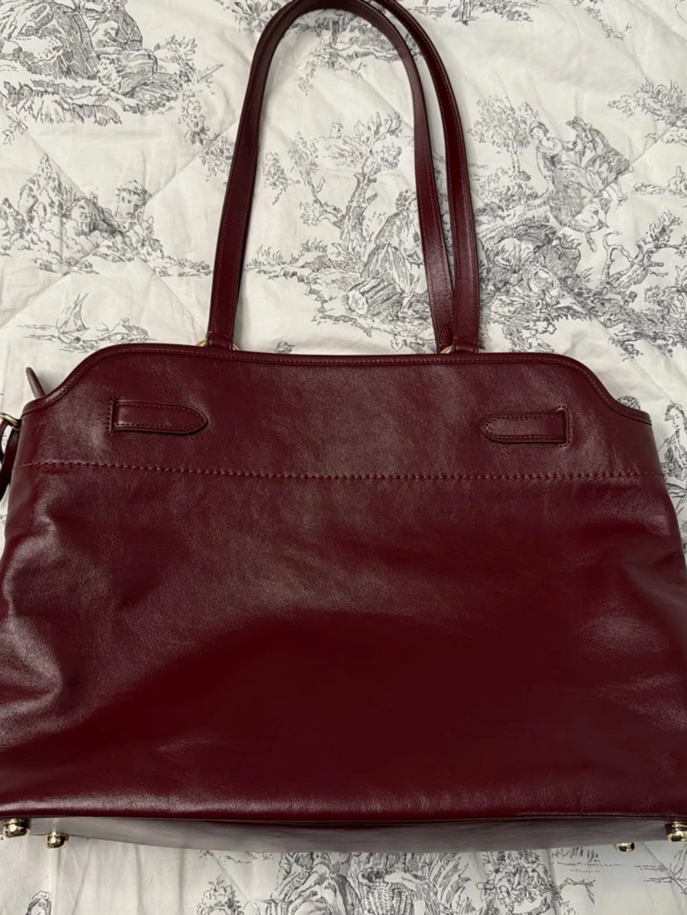Coach Easton Wine Leather Tote with Gold Accents